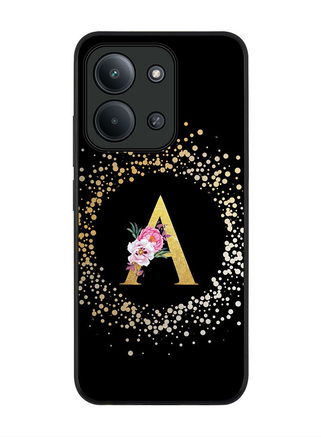 For Xiaomi Redmi 15C 4G Case,Slim fit Camera Protection, Shockproof Thin Phone cover  - Custom Monogram Floral - A ( Black )